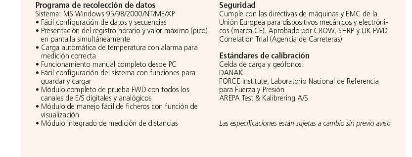 FALLING WEIGHT DEFLECTOMETER SPECIFICATIONS 